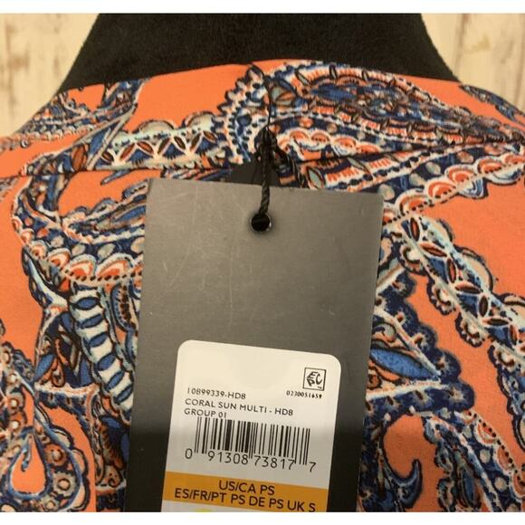 JONES NEW YORK Size Small Petite Blouse Orange Paisley Print NWT $70 - Picture 8 of 12